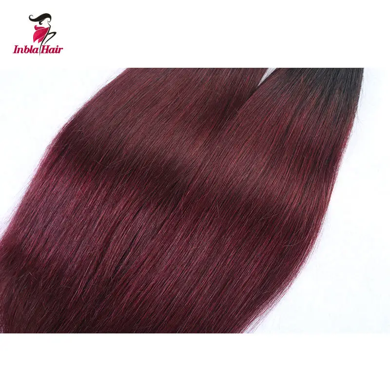 Burmese Remy Human Hair Extensions 1B/99J Two Tone Omber Color Straight Wefts Machine Double 100gram |