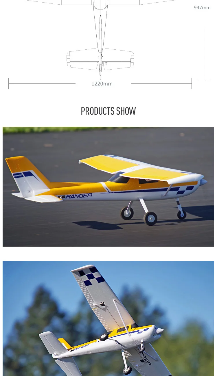 Радиоуправляемый самолет FMS самолет 1220 мм рейнджер тренер 4CH 3S PNP с рефлекторным гироскопом Контроллер полета Autobalance модель самолет для хобби Avion