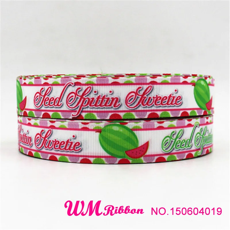 Репсовая лента Q & N с принтом арбуза 16 мм 22 25 38 50 75 ярдов/рулон|ribbon 16mm|printed grosgrain