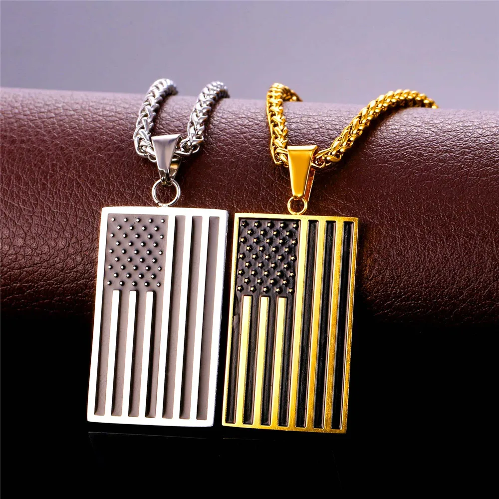 Ожерелье с американским флагом кулон и цепочкой ювелирные изделия из нержавеющей стали P1810G|pendant with chain|american