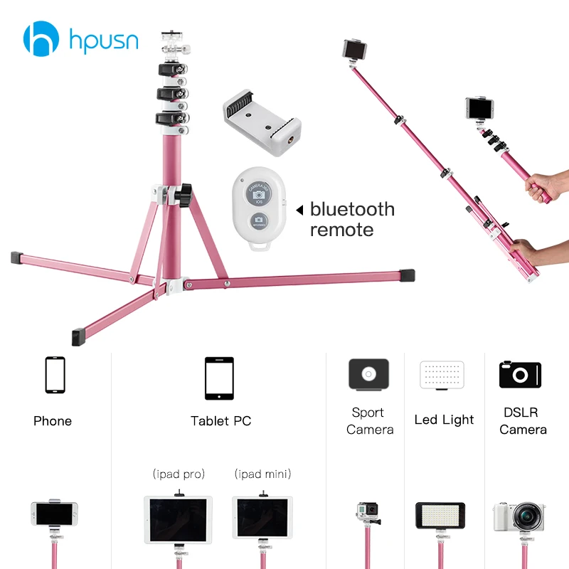 Hpusn фото портативный штатив открытый телефон Selfie Палку свет держатель ж/Bluetooth