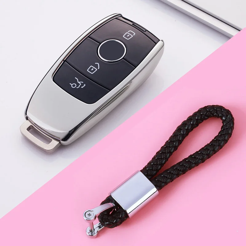 E-Sliver keychain Мягкий ТПУ автомобиль дистанционного ключа чехол для Mercedes Benz E Class W213 E200 E260 E300 E320 защитный брелок держатель - Название цвета: E-Sliver keychain