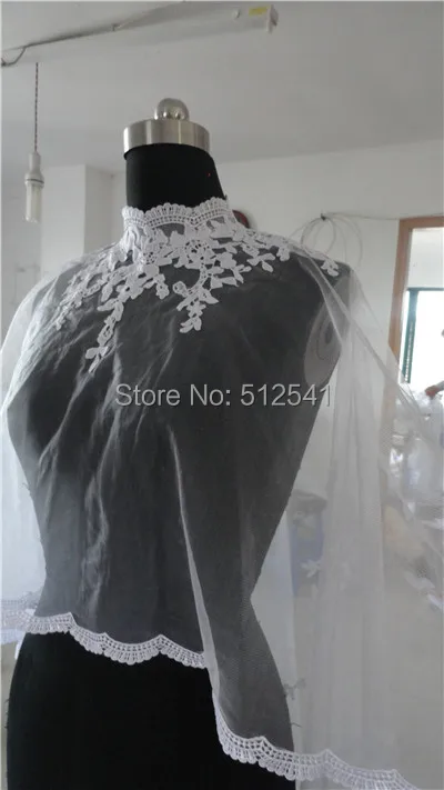 Alexzendra New Arrival Long Appliqued Lace and Tulle Shawl For Wedding Dress Beautiful Zipper Back Bridal | Свадьбы и торжества