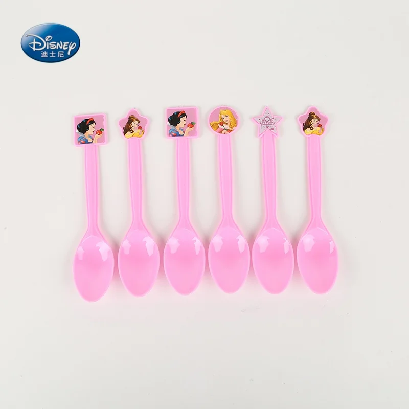 Spoon 6pcs Мультяшные вечерние принадлежности Принцесса Тема вечерние столовые приборы набор «С Днем Рождения» вечерние украшения для детского дня рождения - Цвет: Spoon 6pcs