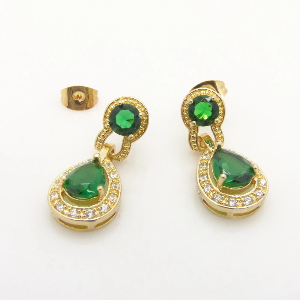 

Green Finework Yellow Gold Filled Womens Pierce Dangle Earrings