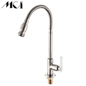 Однотонный латунный Смеситель для кухни с вращением на 360 градусов, хромированная отделка, однорычажный смеситель для холодной воды с одной ручкой, модель