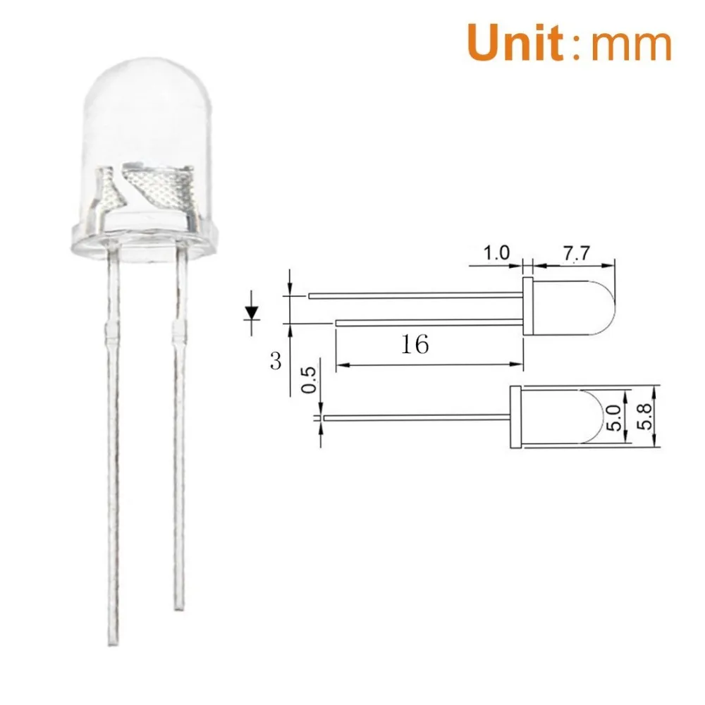 100 шт./лот 5 мм LED dioide свет шарик белый фиолетовый желтый красный УФ светодиод Диоды