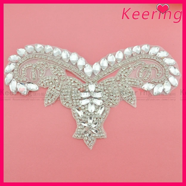 

Hot Sale Handmade Crystal Clear Rhinestone Applique WRA-523