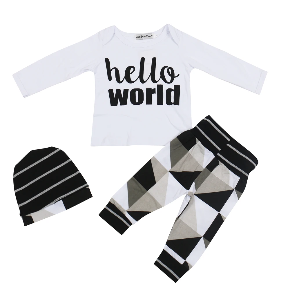 Комплект одежды для маленьких мальчиков и девочек 3 предмета: футболка с длинным