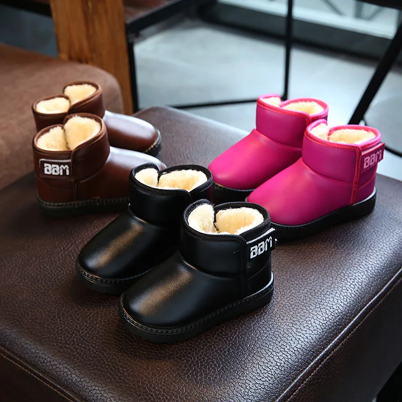 Warm Kids Snow Boots For Children 2018 New Toddler Winter Waterproof children's shoes Non-slip Flat Round Toe Girls Baby |