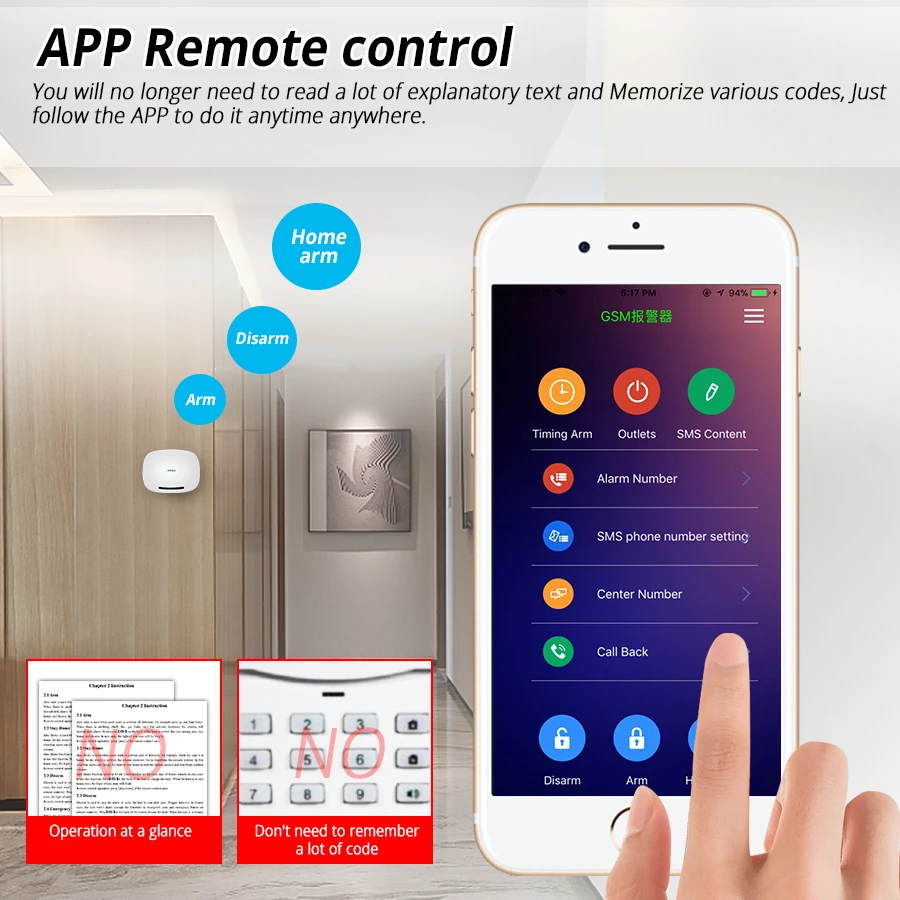 KERUI Беспроводная GSM система охранной сигнализации 433 МГц IOS/Android приложение