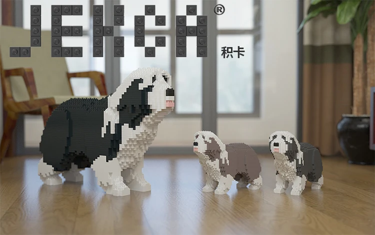 JEKCA кубики для игр бородатый колли собраны игрушки DIY модель собака ребенок