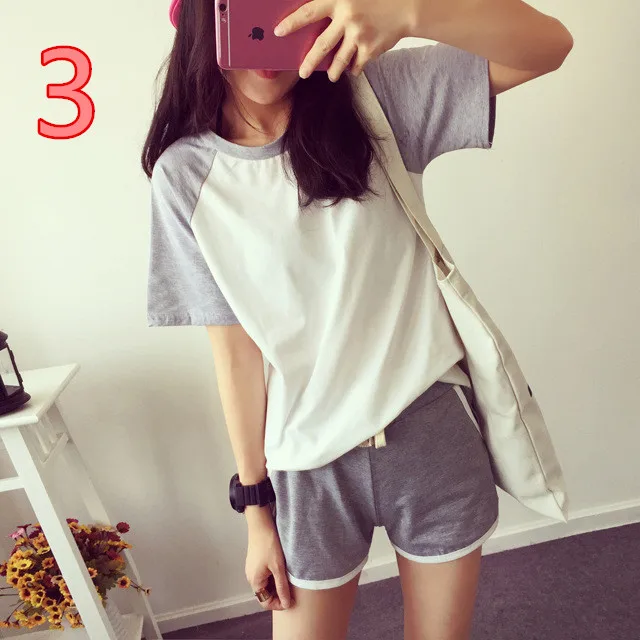 Женский летний костюм для отдыха с шортами и коротким рукавом 10 цветов простой