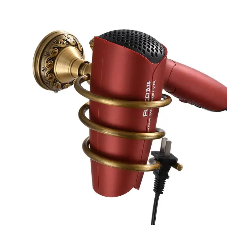 Hair Dryer holder Античные бронзовые резные алюминиевые аксессуары для ванной приспособление для ванной Аппаратные средства Наборы полотенец полка бумажный держатель ткань крюк MLS8220 - Цвет: Hair Dryer holder