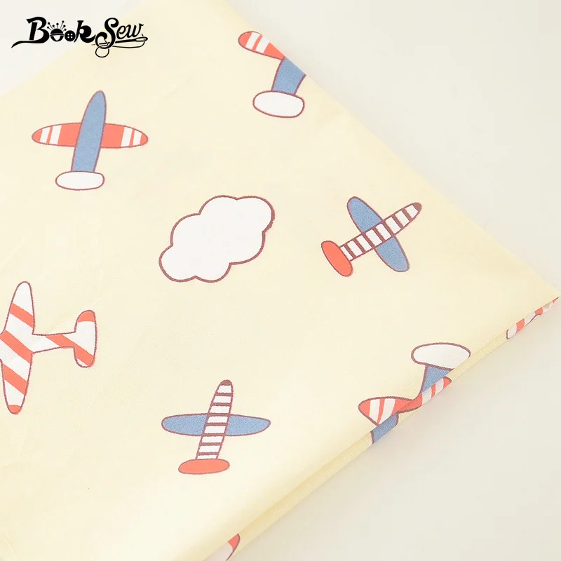 Вышитая ткань для простыни Booksew желтая хлопковая саржевая с рисунком самолета
