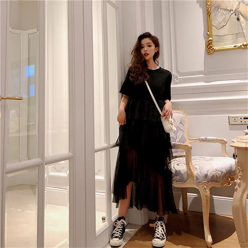 Милое трикотажное платье Alien Kitty повседневное элегантное с коротким рукавом