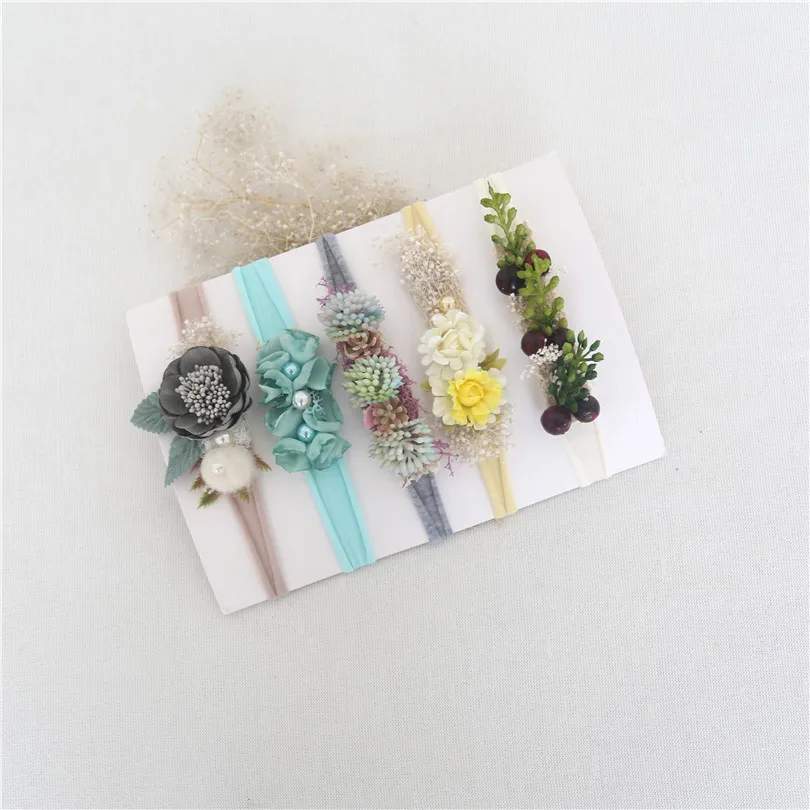 Повязка на голову для новорожденных серый головной убор с перламутровым узором