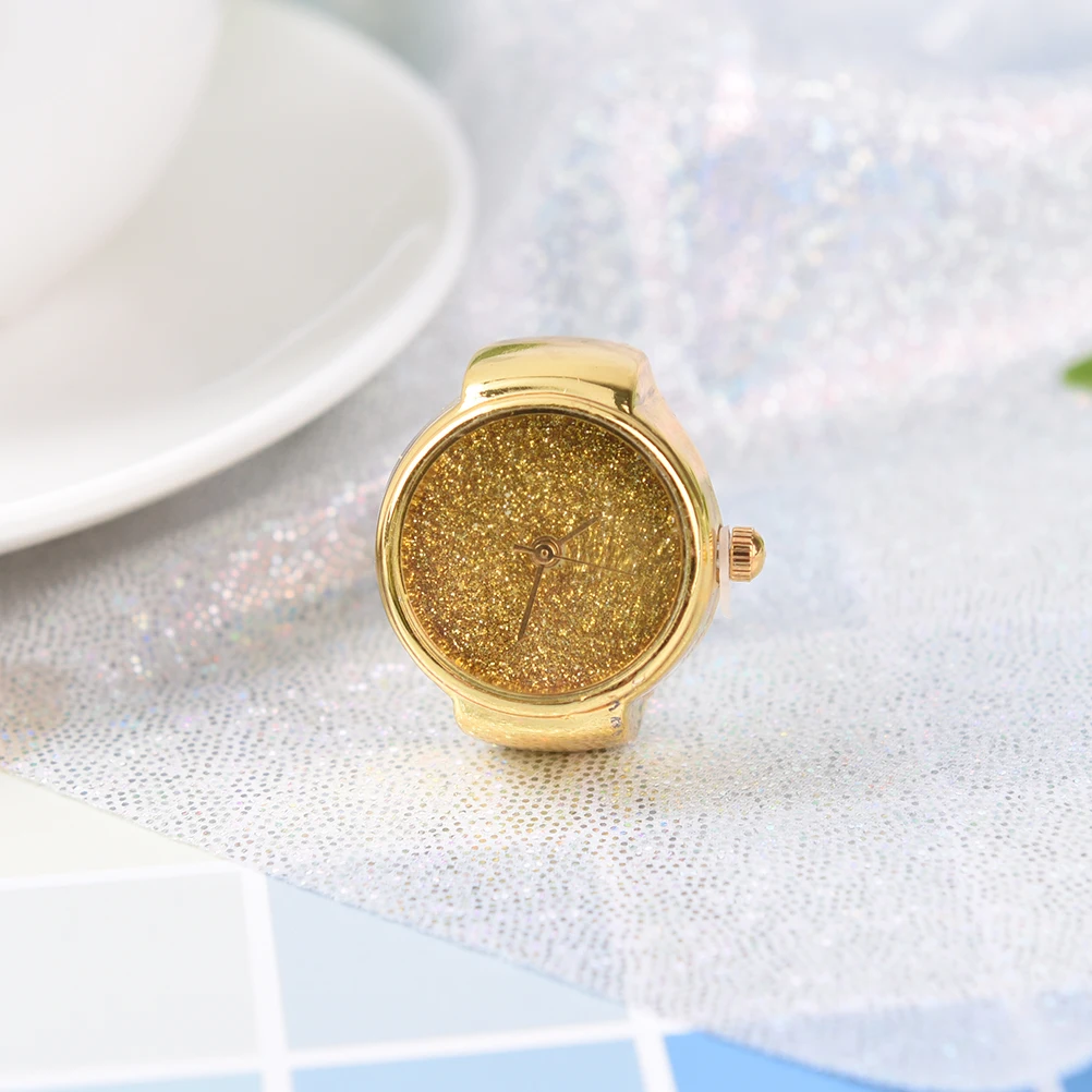 Креативные изящные часы с блестящим эластичным ремешком на лице женские кольца