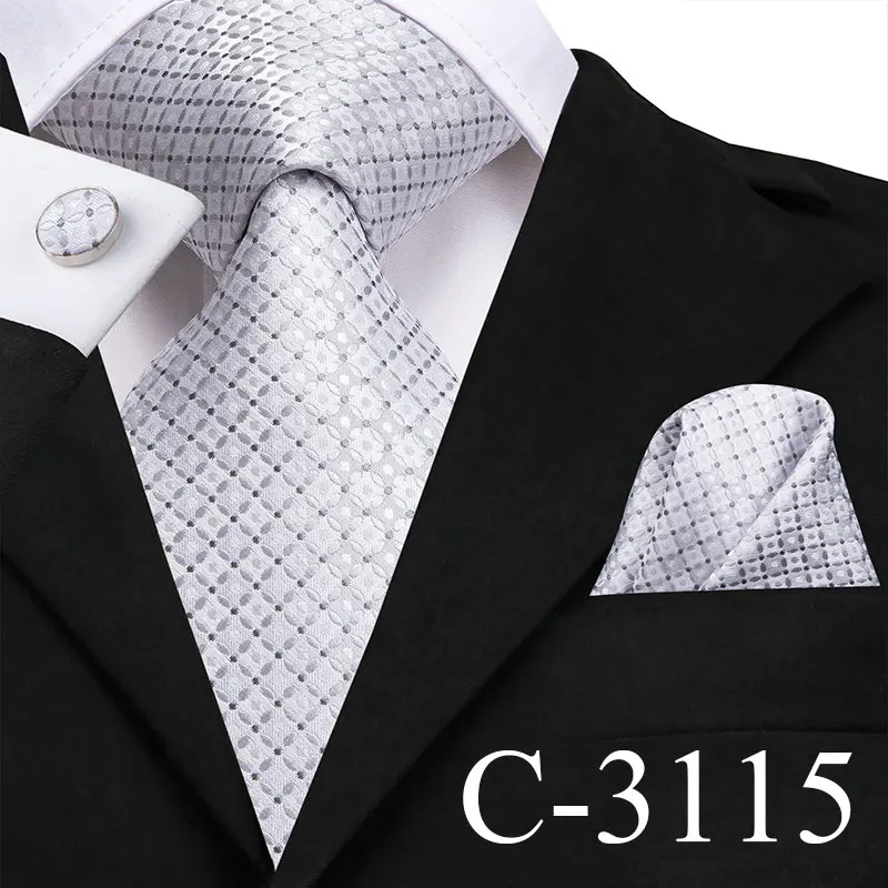 C-3115 Hi-Tie мужской галстук набор шелковый галстук высокое качество носовые платки Запонки Набор Модный свадебный кармашек квадратный синий цветочный галстук - Цвет: C-3115