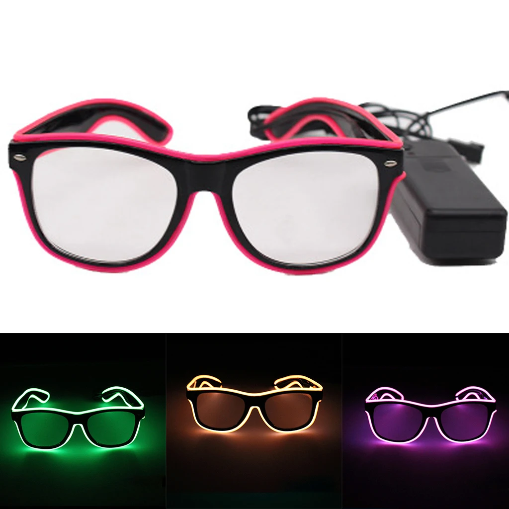 Flashing EL Wire Led Glasses Luminous Party Decor Lighting Classic Bright LED Light Up Halloween SunGlasses Novelty Gift | Дом и сад