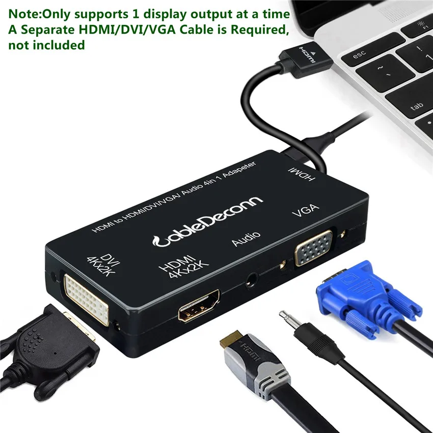 Конвертер HDMI в VGA DVI 4K многопортовый адаптер для PS4 компьютера HDTV 4 1 видео аудио