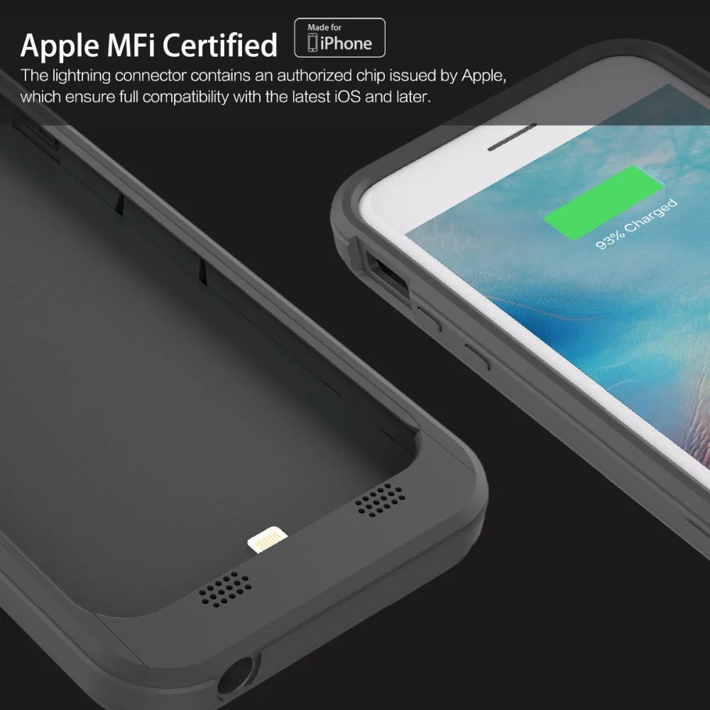 Чехол ROCK Battery для iPhone 7, 6, 6S X, внешний аккумулятор, чехол для iPhone X, 6000 мА/ч, зарядное устройство, задняя крышка, чехол