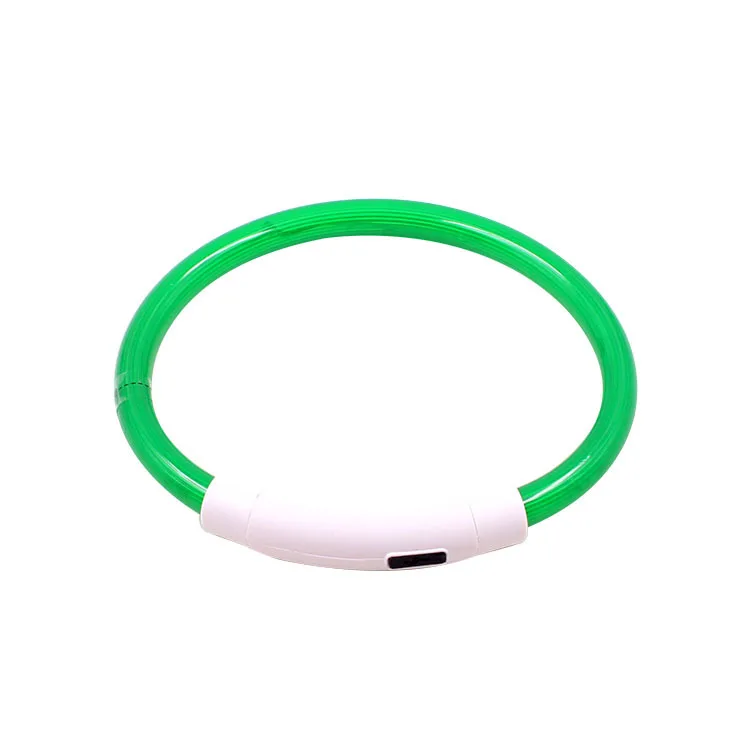 Petshy зарядка через usb Регулируемый Pet Ошейник Перезаряжаемые мигает светодио дный трубки ночь светящиеся безопасности с рисунком собачки и котика шейные воротники - Цвет: Green