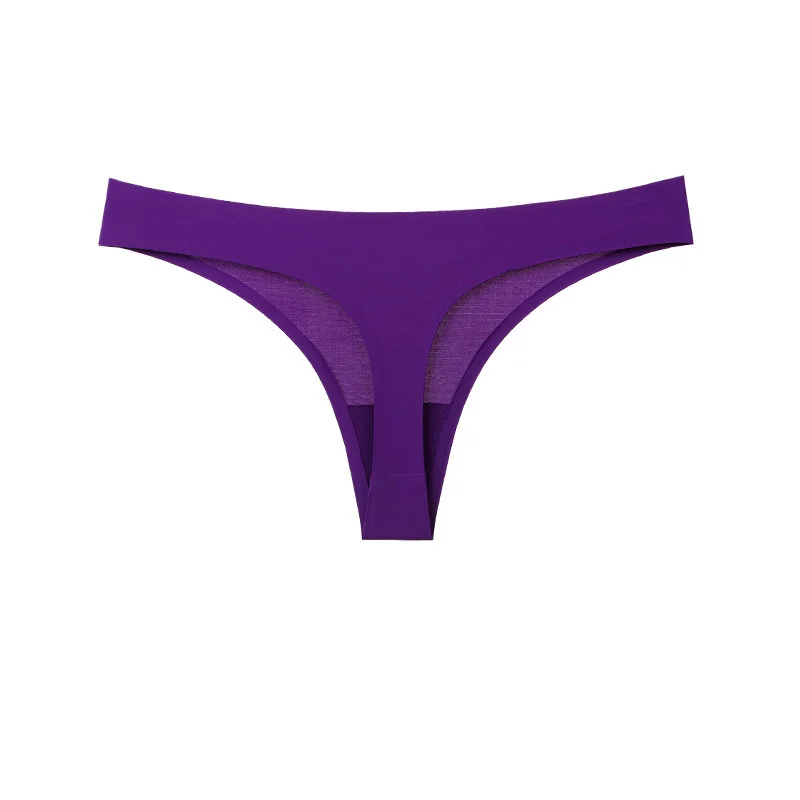 Purple TWTZQ, женские стринги размера плюс T, трусики, сексуальное нижнее белье, одноцветные, SeamlessFemale, новые стринги, ультратонкое нижнее белье, женские трусы - Цвет: Purple