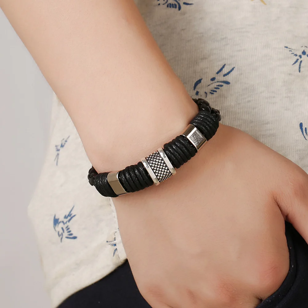 Мужские и женские браслеты PUN punk braclet Кожаные плетеные с цепочкой 2018|Браслеты