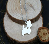 handmade boho chic west highland white terrier necklace fashion cartoon dog jewelry gold two color plated 12pcslot