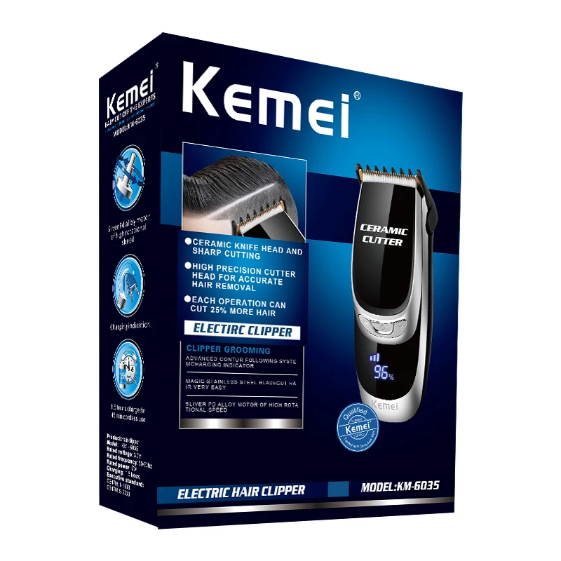 Kemei ЖК мини мужской триммер для волос USB электрическая портативная машинка