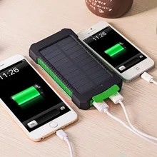 Top Sell Solar Power Bank Waterproof 20000mAh Solar Charger 2 USB Ports External Battery Charger Phone Poverbank with LED Light