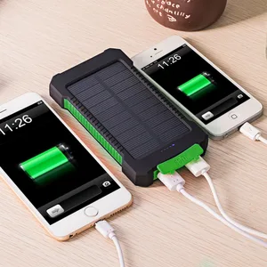top sell solar power bank waterproof 20000mah solar charger 2 usb ports external battery charger phone poverbank with led light free global shipping