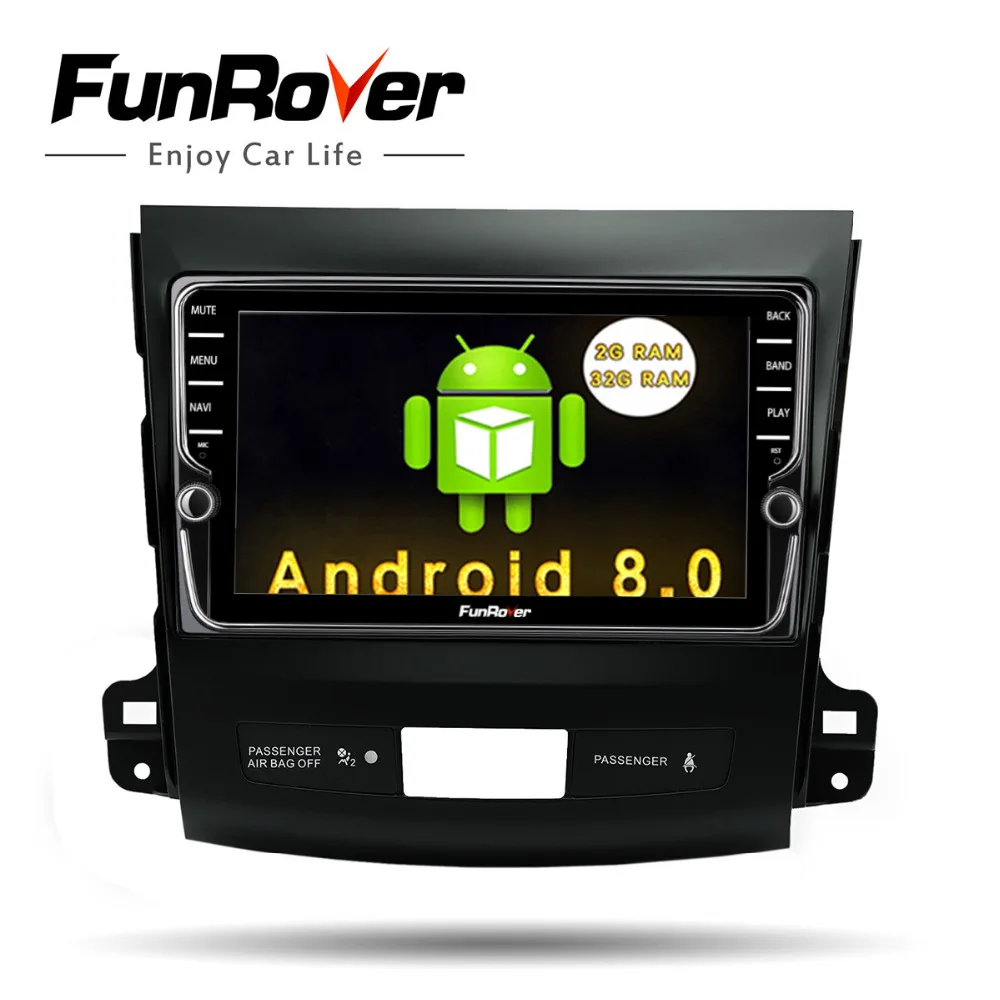 Funrover ips " Android8.0 автомобильный dvd gps плеер радио для Mitsubishi Outlander 2008- peugeot 4007 Citroen C-Crosser 2din радио