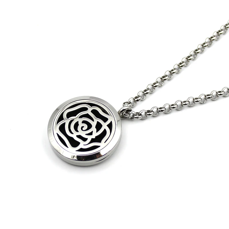 Диффузор с рисунком цветка Locket ароматерапия из нержавеющей стали Necklace Hollow Magnetic