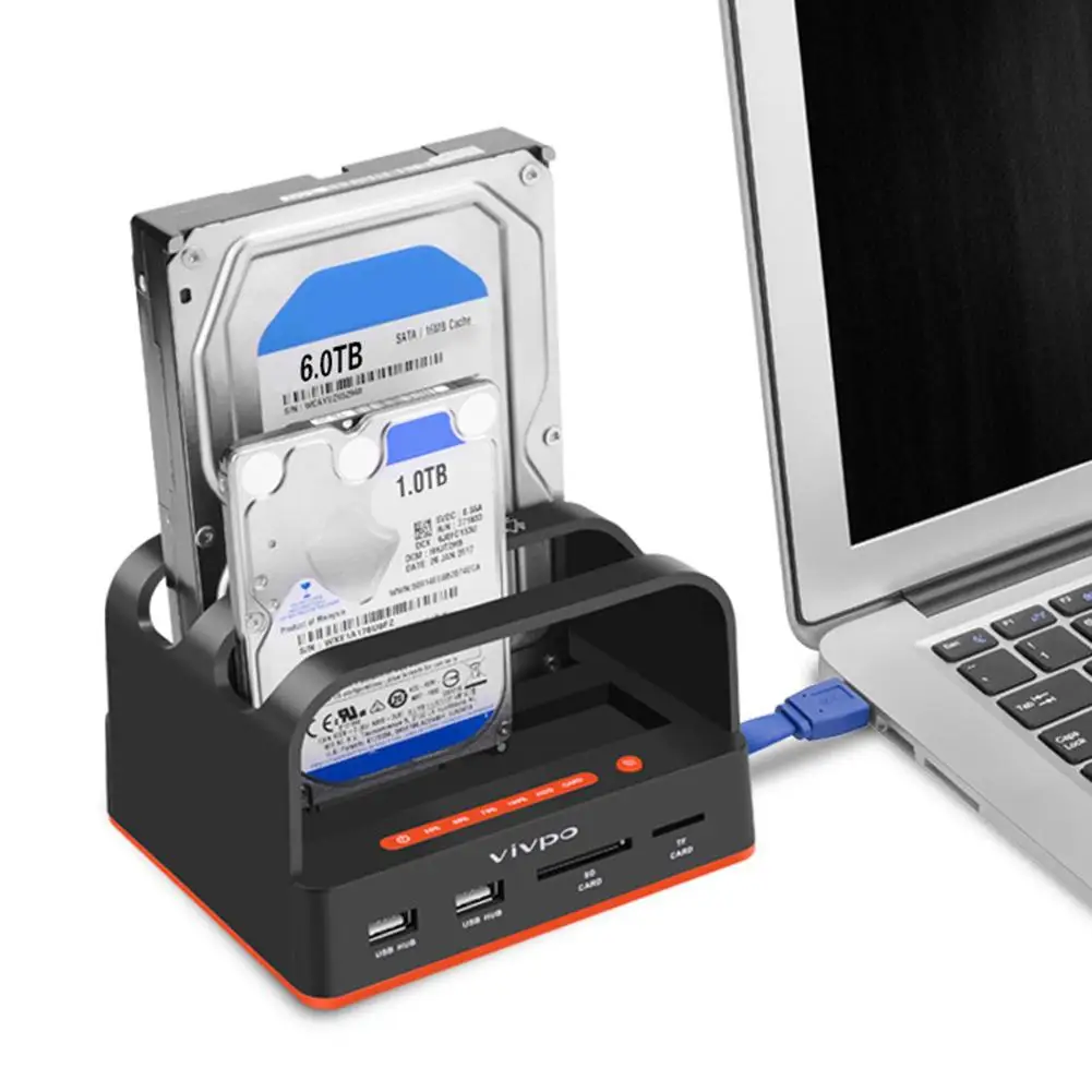 Двойной отсек USB3.0 2,5/3,5 дюйма SATA HDD док-станция жесткий диск Док-станция кардридер