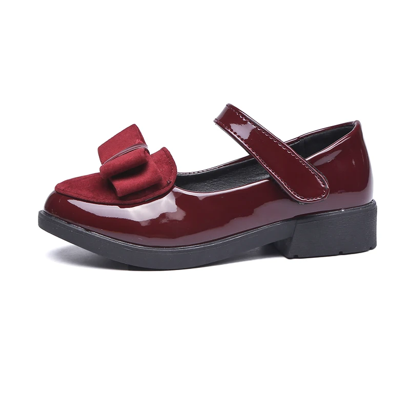 Весенне-осенние модели обуви принцессы для девочек Обувь с бантом Однотонная