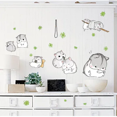 DIY милый хомяк виниловые наклейки на стену милые животные домашние наклейка для