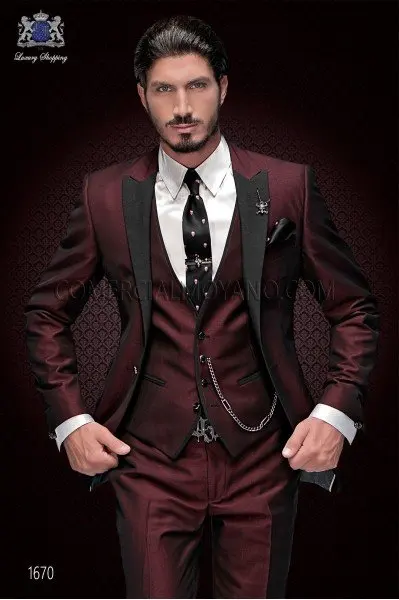 2017 новейший дизайн пальто и брюк мужской костюм бордового цвета