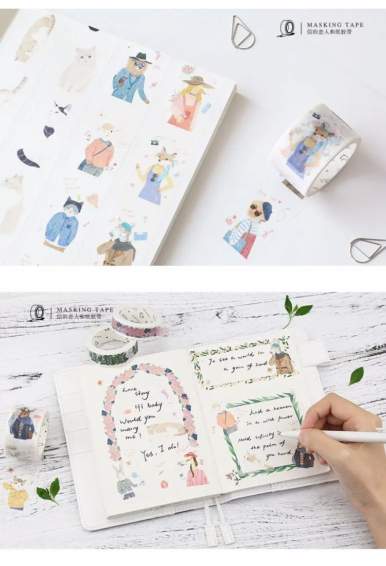 15/30 мм сад серии японская лента Washi Kawaii анимальный Декор Стикеры s цветы клейкой ленты уплотнение прикольный канцелярский стикер