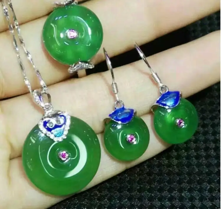 Серьги из натурального желтого халцедона зеленого цвета кольца ювелирные наборы