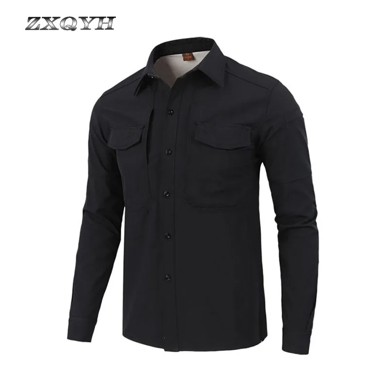 ZXQYH мужские зимние рубашки Softshell водонепроницаемые Футболки с длинным рукавом