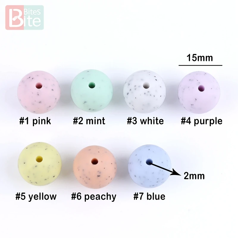 Bite Bites 15mm 10pcs Silicone Beads Food Grade Silicone DIY Baby Teething Necklace Chewable Silicone Bead Teething Baby Teether