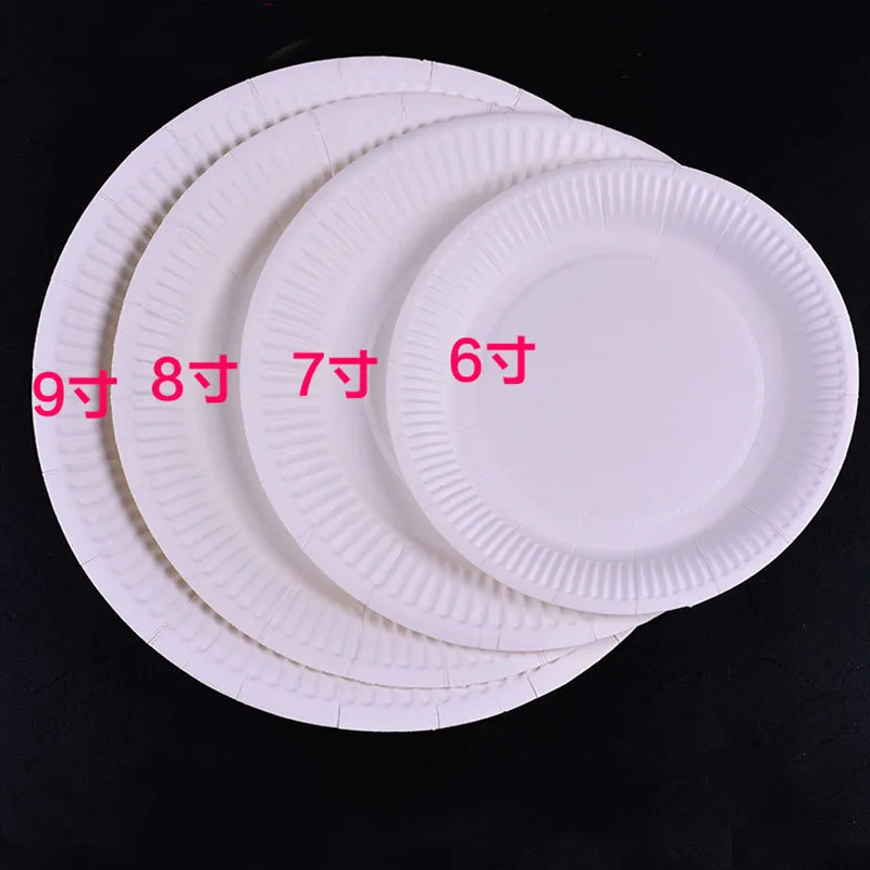 Hot Soild White Colors Disposable Paper Plates and Cups for Birthday DIY Painting Christmas Halloween | Дом и сад