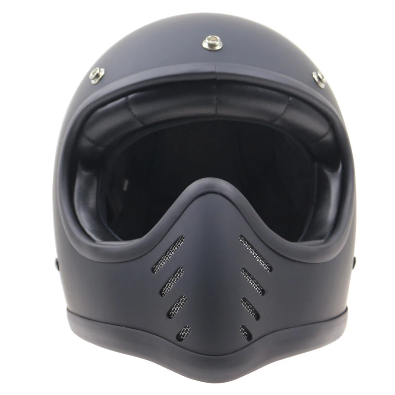 Мотоциклетный шлем Cafe Racer в стиле ретро с 3-контактной пряжкой черный белый и