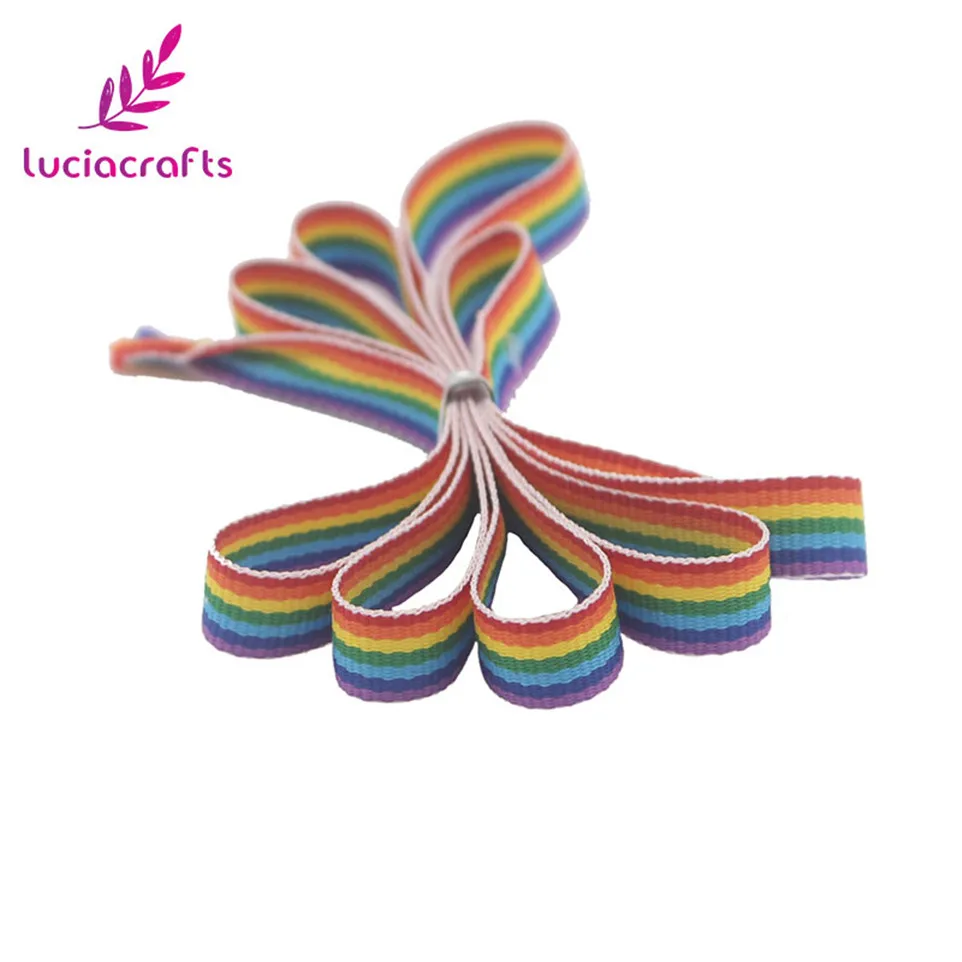 Lucia crafts 10/15/20/25 мм 5 ОРДС/8 метров Полосатое платье радужных цветов корсажная лента DIY лук ремесла подарочная упаковка материалы S0603