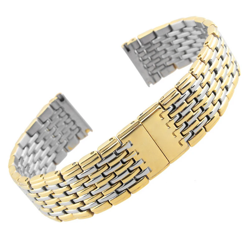 Watch Accessories Thin section Nine beads solid stainless steel watch  strap 13 18 20 22mm men's steel bracelet ladies strap