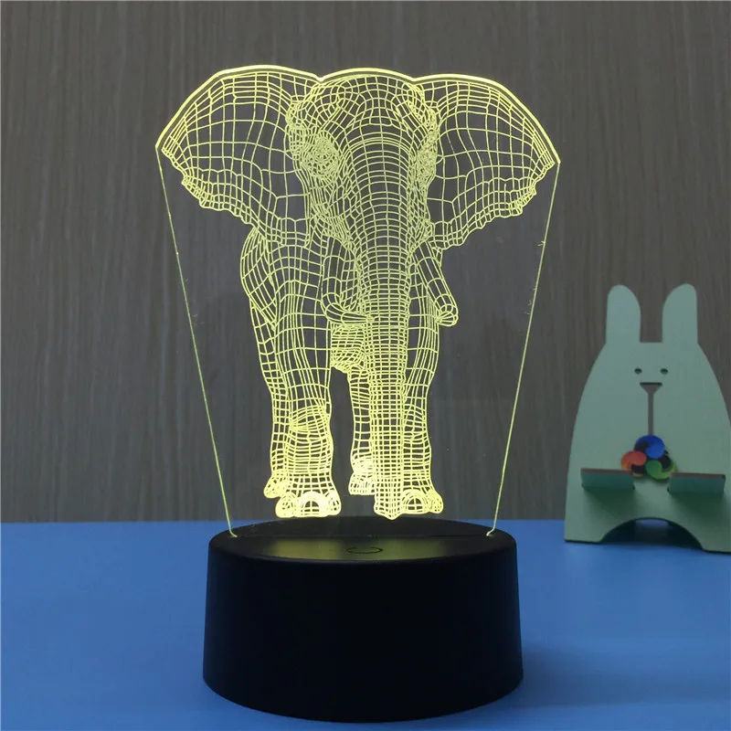 Elephant 3D LED Night Light USB 7 Color Decoration Househould lamp for kids night light as Holidays &amp Birthdays Gift | Лампы и