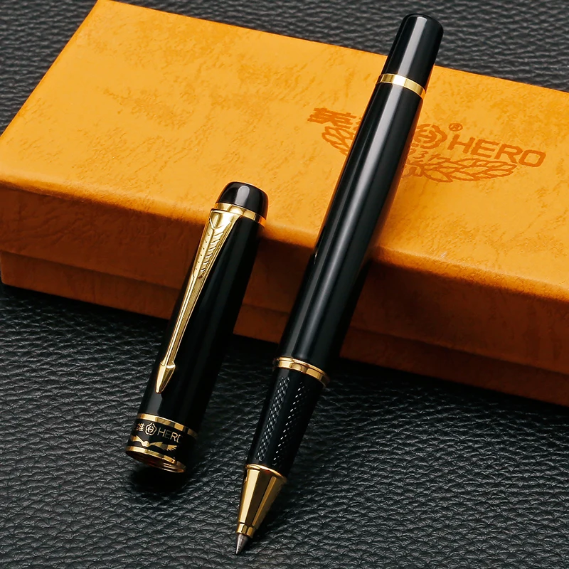 1501 smooth black Роскошная золотая ручка высокого качества с зажимом для стрелок 0,5 мм черные чернила для письма для офиса ручки с подарочной коробкой - Цвет: 1501 smooth black