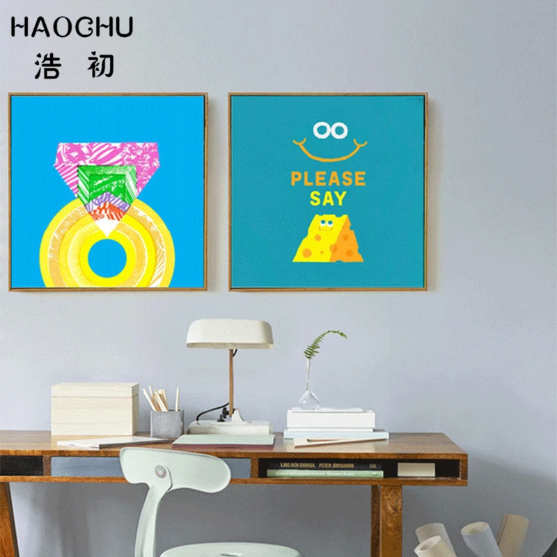 HAOCHU современный корейский смайлик геометрический алмаз декоративная картина